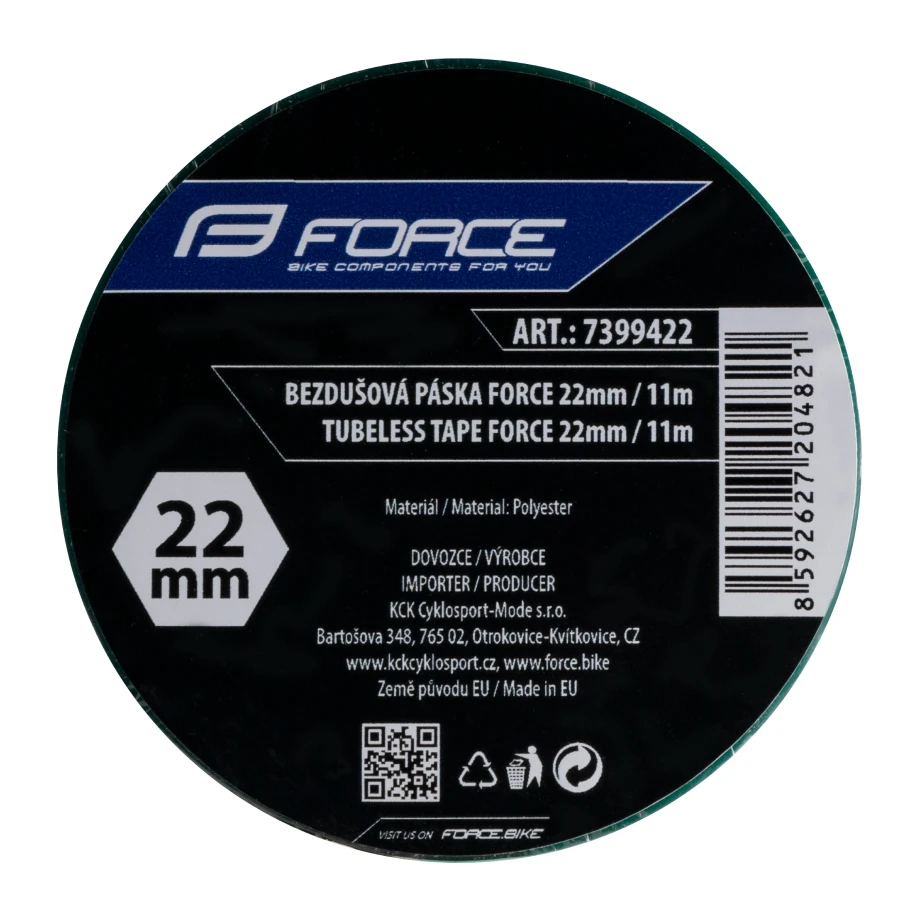 Лента бескамерная Force, 22мм x 11м, зеленая