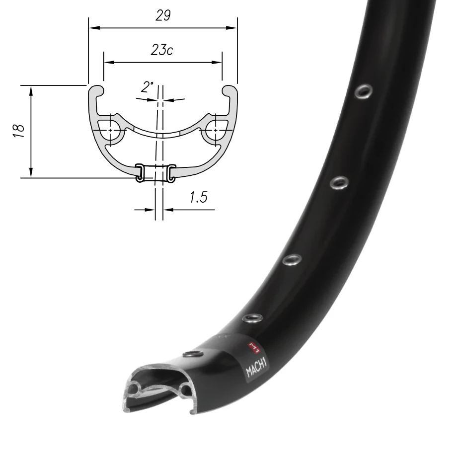 Обод Mach1, KLIXX 23, 26" (559x23), 32 отв., FV, пистон., disc, ETR, черный