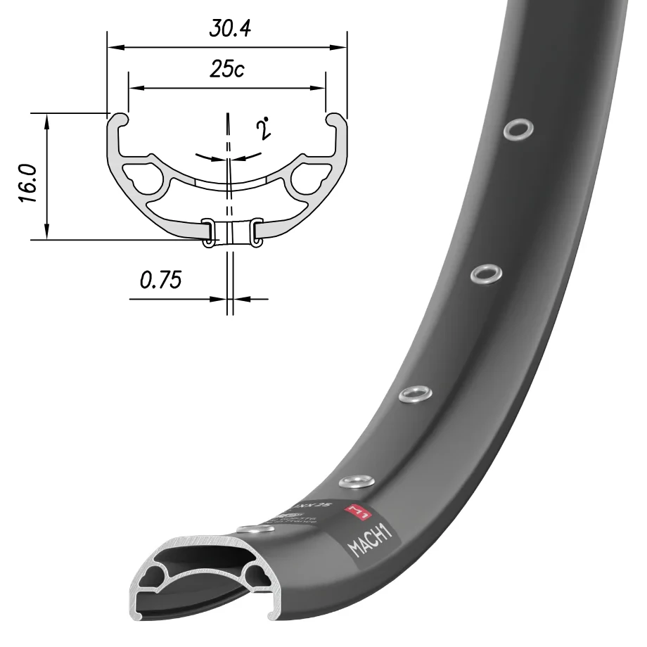 Обод Mach1, KLIXX 25, 27,5" (584x25), 32 отв., FV, пистон., disc, ETR, черный