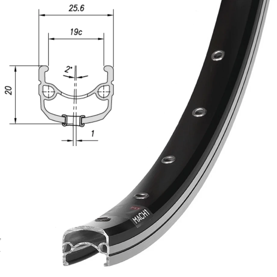 Обод Mach1, 260, 26" (559х19), 36отв., AV, пистон., черный